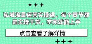 私域流量运营实操课，每个章节都是实操干货，学完就能上手-精品虚拟资源库