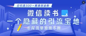 微信读书，一个隐藏的引流宝地，不为人知的小众打法，日引流300+精准创业粉，长尾流量源源不断-精品虚拟资源库