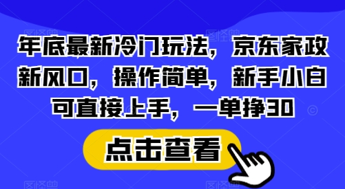 年底最新冷门玩法，京东家政新风口，操作简单，新手小白可直接上手，一单挣30【揭秘】-精品虚拟资源库