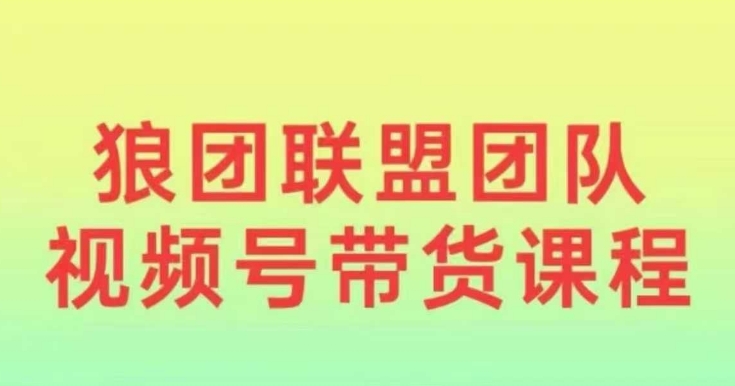 狼团联盟2024视频号带货，0基础小白快速入局视频号-精品虚拟资源库