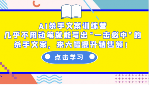 AI杀手文案训练营:几乎不用动笔就能写出“一击必中”的杀手文案,来大幅提升销售额!-精品虚拟资源库