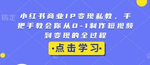 小红书商业IP变现私教，手把手教会你从0-1制作短视频到变现的全过程-精品虚拟资源库