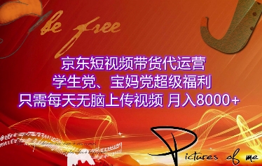 京东短视频带货代运营，学生党、宝妈党超级福利，只需每天无脑上传视频，月入8000+【仅揭秘】-精品虚拟资源库