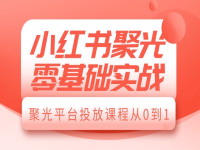 小红书聚光零基础实战，聚光平台投放课程从0到1-精品虚拟资源库