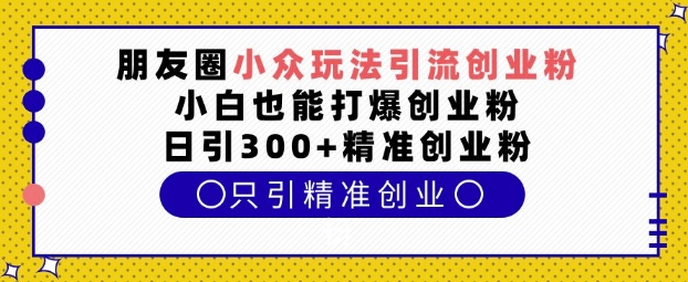 朋友圈小众玩法引流创业粉，小白也能打爆创业粉，日引300+精准创业粉【揭秘】-精品虚拟资源库