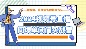2024视频号直播间爆单闭门实战营，教你如何做视频号，短视频、直播间各种起号方法-精品虚拟资源库
