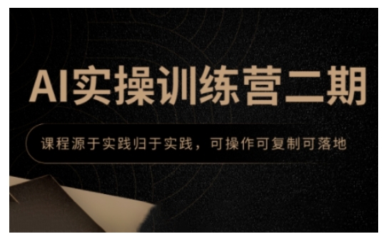 AI实操训练营二期，课程源于实践归于实践，可操作可复制可落地-精品虚拟资源库