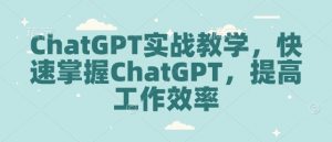 ChatGPT实战教学，快速掌握ChatGPT，提高工作效率-精品虚拟资源库