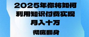 2025年,你将如何利用知识付费实现月入十万,甚至年入百万?-精品虚拟资源库