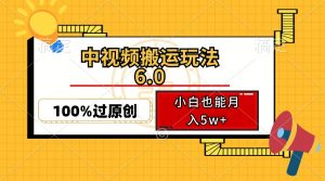 中视频搬运玩法6.0,利用软件双重去重,100%过原创,小白也能月入5w+-精品虚拟资源库