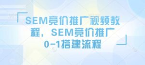 SEM竞价推广视频教程,SEM竞价推广0-1搭建流程-精品虚拟资源库