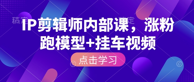 IP剪辑师内部课，涨粉跑模型+挂车视频-精品虚拟资源库