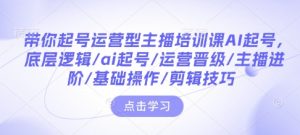 带你起号运营型主播培训课AI起号,底层逻辑/ai起号/运营晋级/主播进阶/基础操作/剪辑技巧-精品虚拟资源库