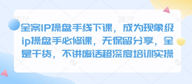 全案IP操盘手线下课，成为现象级ip操盘手必修课，无保留分享，全是干货，不讲废话超深度培训实操-精品虚拟资源库
