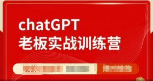 ChatGPT老板实战训练营，用GPT带飞，一人顶一个团队-精品虚拟资源库