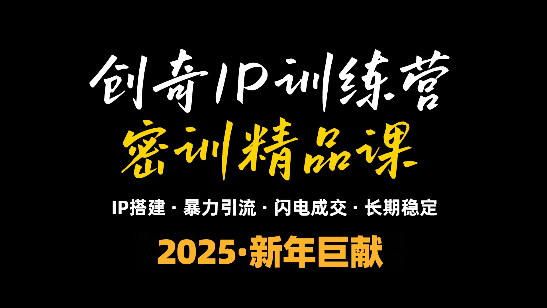 2025年“知识付费IP训练营”小白避坑年赚百万，暴力引流，闪电成交-精品虚拟资源库