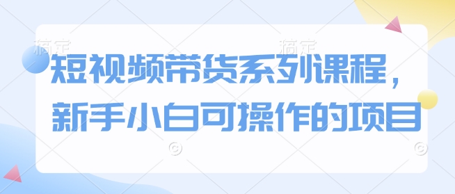 短视频带货系列课程，新手小白可操作的项目-精品虚拟资源库
