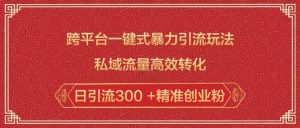跨平台一键式暴力引流玩法，私域流量高效转化日引流300 +精准创业粉-精品虚拟资源库