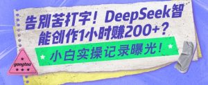 告别苦打字!DeepSeek智能创作1小时入2张?小白实操记录曝光-精品虚拟资源库
