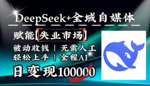 降维打击，DeepSeek+失业市场，全自动操作，结合人人刚需，单月利润轻松破100000＋-精品虚拟资源库
