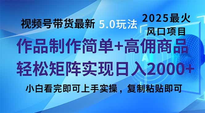 视频号带货最新5.0玩法，作品制作简单，当天起号，复制粘贴，轻松矩阵…-精品虚拟资源库