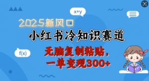 2025新风口,小红书冷知识赛道,无脑复制粘贴,一单变现300+-精品虚拟资源库
