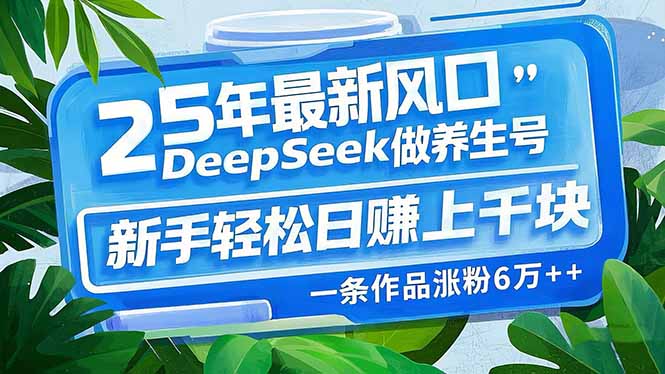 25年最新风口，用DeepSeek做养生号，新手轻松日赚上千块，一条作品涨粉…-精品虚拟资源库