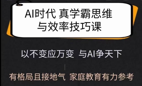 Ai时代真学霸思维与学习方法课，有格局且接地气，家庭教育有力参考-精品虚拟资源库