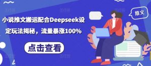 小说推文搬运配合Deepseek设定玩法揭秘，流量暴涨100%-精品虚拟资源库