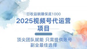 2025视频号代运营 日躺赚1000＋ 只需提供账号-精品虚拟资源库