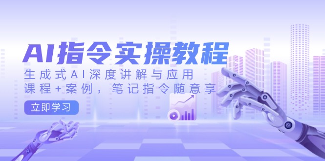 AI指令实操教程，生成式AI深度讲解与应用，课程+案例，笔记指令随意享-精品虚拟资源库