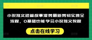 小说推文短篇故事混剪最新剪辑实操全流程，0基础也能学会小说推文教程，肯干多发日入多张-精品虚拟资源库