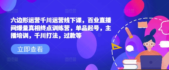 六边形运营千川运营线下课，百业直播间爆量真相终点训练营，单品起号，主播培训，千川打法，过款等-精品虚拟资源库