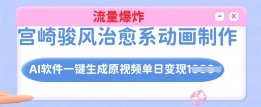 宫崎骏风治愈系动画制作，AI软件一键生成原创视频流量爆炸，单日变现多张，详细实操流程-精品虚拟资源库