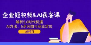 企业短视频&AI获客课:解析5.0时代机遇,AI方法,6步突围与商业定位-精品虚拟资源库