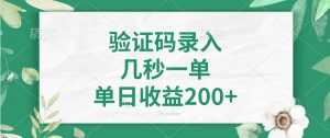 验证码录入，几秒一单，单日收益200+-精品虚拟资源库