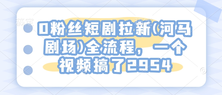 0粉丝短剧拉新(河马剧场)全流程，一个视频搞了2954-精品虚拟资源库