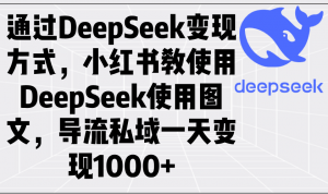 通过DeepSeek变现方式，小红书教使用DeepSeek图文，导流私域一天变现1000+-精品虚拟资源库