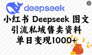 小红书Deepseek图文引流私域售卖资料，单日变现多张-精品虚拟资源库