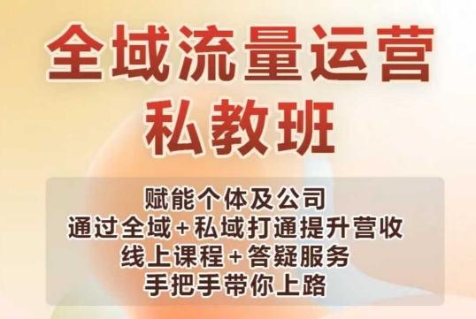 全域流量运营操盘课，赋能个体及公司通过全域+私域打通提升营收-精品虚拟资源库