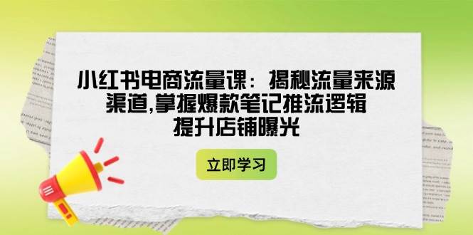 小红书电商流量课：揭秘流量来源渠道,掌握爆款笔记推流逻辑,提升店铺曝光-精品虚拟资源库