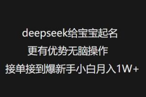 deepseek给宝宝起名更有优势无脑操作接单接到爆新手小白月入1W+-精品虚拟资源库