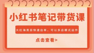 小红书笔记带货课,大红海类目快速出单,市场大,可以多店模式运作-精品虚拟资源库