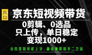 京东短视频带货，0剪辑，0选品，只上传，单日稳定变现1000+-精品虚拟资源库