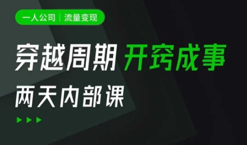 一人公司：流量变现课，一人公司的方法模型拆解， 拆解富人思维，流量思维，小老板思维等-精品虚拟资源库