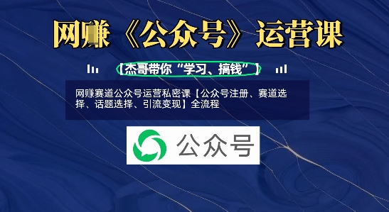 网创赛道公众号运营私密课【公众号注册、赛道选择、话题选择、引流变现】全流程-精品虚拟资源库