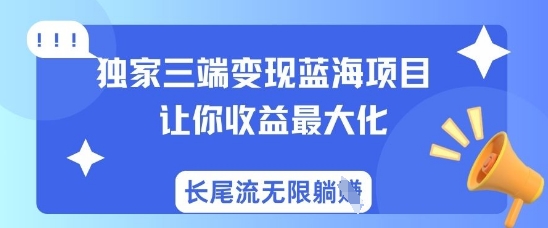 独家三端变现蓝海项目，让你收益最大化，长尾流无限躺挣-精品虚拟资源库