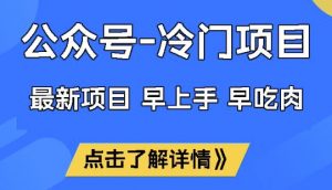 公众号冷门赛道，早上手早吃肉，单月轻松稳定变现1W【揭秘】-精品虚拟资源库