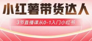 小红薯达人带货启航计划，3节直播课从0-1入门小红书-精品虚拟资源库