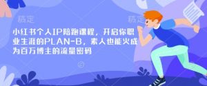 小红书个人IP陪跑课程，开启你职业生涯的PLAN-B，素人也能火成为百万博主的流量密码-精品虚拟资源库